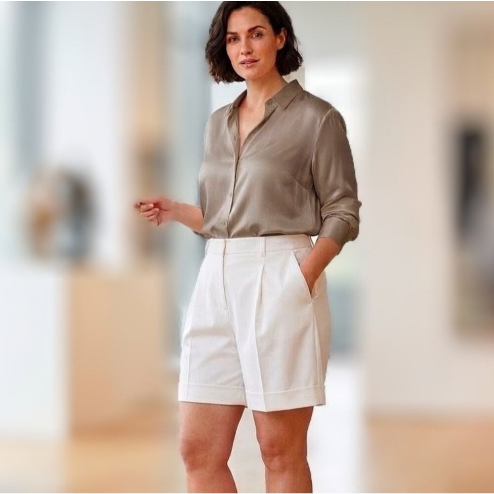 Lafayette 148 New York White Tailored Bermuda Shorts Size 12 NWT